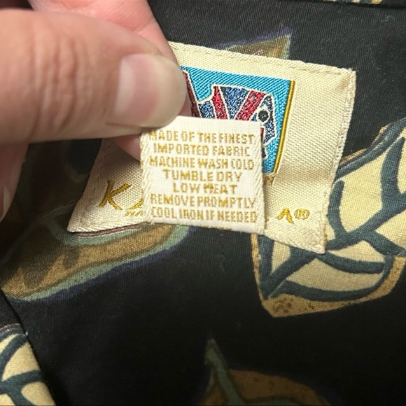 Vintage Avi Collection by Kahala Hawaiian Leaf all over print Shirt - Size L - Picture 3 of 7